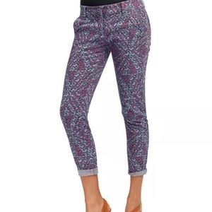 CAbi Palm Beach Crop Pants Gray Blue Pink Print